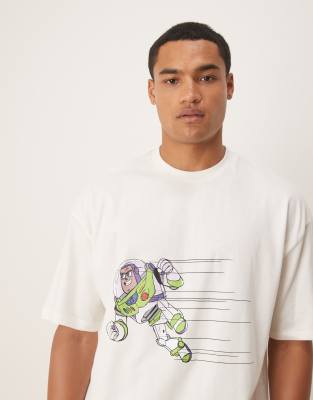 Asos Design Disney Pixar Oversized T-shirt With Toy Story Print In White