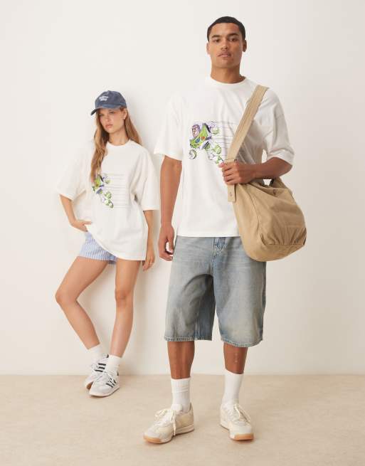 ASOS DESIGN Disney Pixar oversized T-shirt with Toy Story print in cream