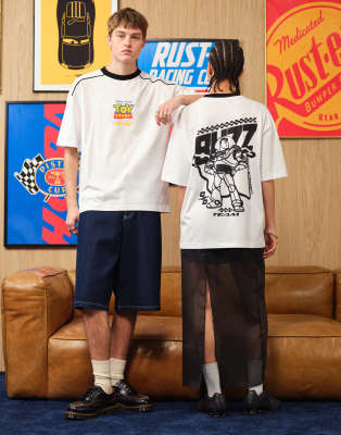 Asos Design Disney Pixar Oversized T-shirt With Toy Story Print In White