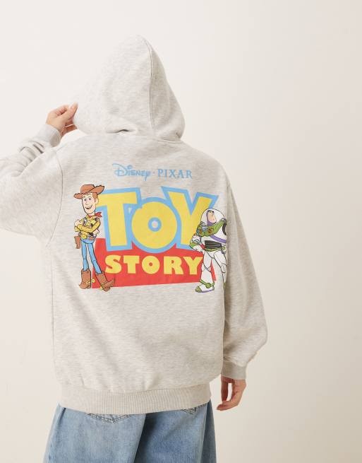 ASOS DESIGN Disney Pixar relaxed hoodie with Toy Story print in light grey, 3 of 4