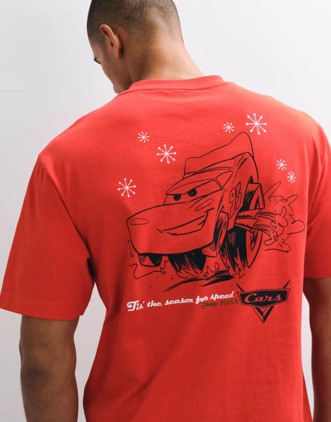 ASOS DESIGN Disney Pixar relaxed T-shirt with Cars print in red - view 1
