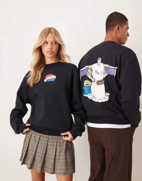 ASOS DESIGN - Disney Pixar - Sweat unisexe oversize avec imprimés Buzz l'Éclair style Noël - Bleu marine profond - view 1