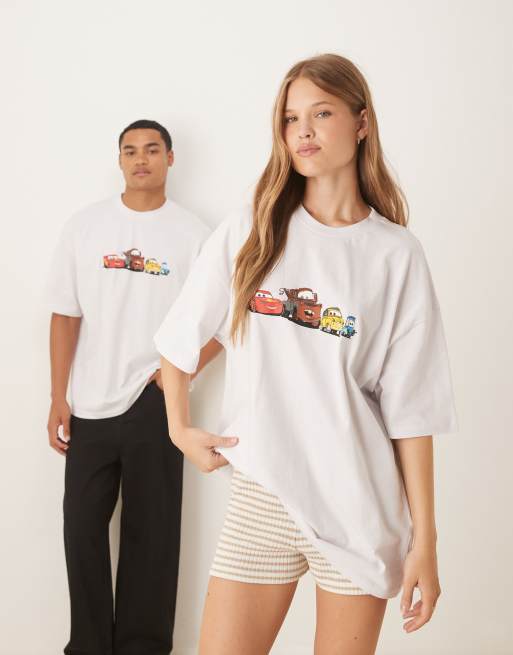 ASOS DESIGN – Disney Pixar – Szary T-shirt oversize z nadrukiem z filmu „Auta“