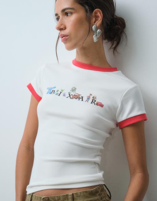 ASOS DESIGN Disney Pixar t-shirt bébé ringer avec imprimé Toy Story en crème, 5 de 5