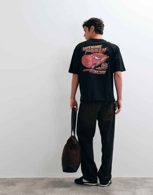 ASOS DESIGN Disney Pixar T-shirt comoda con stampa Cars di Lightning McQueen nera, 4 di 5