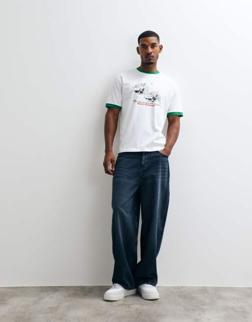 ASOS DESIGN Disney Pixar t-shirt ringer ample avec imprimé Cars en blanc, 2 de 5