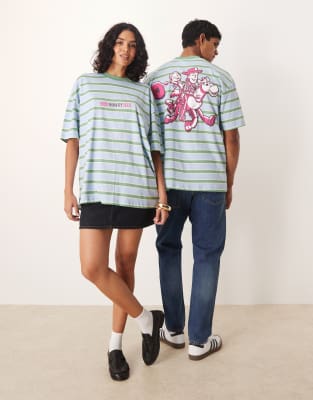 ASOS DESIGN - Disney Pixar - T-shirt unisexe oversize à fines rayures et imprimé Jessie de Toy Story - Vert