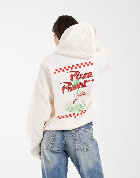 ASOS DESIGN Disney Pixar Toy Story felpa con cappuccio bianca Pizza Planet - view 1