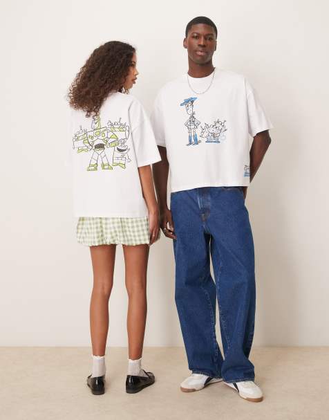 ASOS DESIGN Disney Pixar unisex boxy oversized t-shirt with Toy Story prints in white - view 1