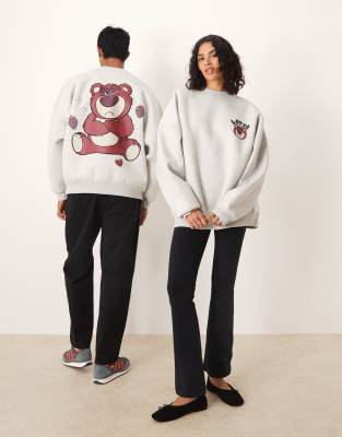 Asos Design Disney Pixar Unisex Extreme Oversized Scuba Sweatshirt With Lotso Print In White