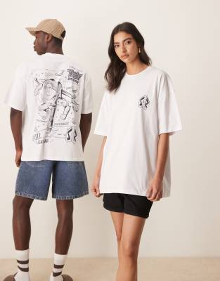 ASOS DESIGN - Disney Pixar - Unisex Oversize-T-Shirt in Weiß mit „Buzz Lightyear"-Prints