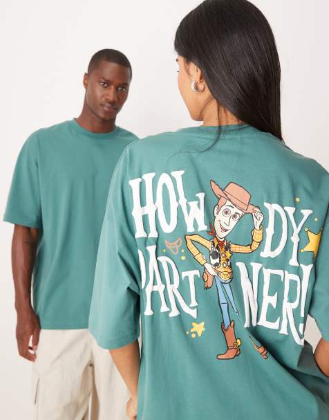 ASOS DESIGN Disney Pixar unisex oversize t-shirt with Woody Toy Story print in green - view 1