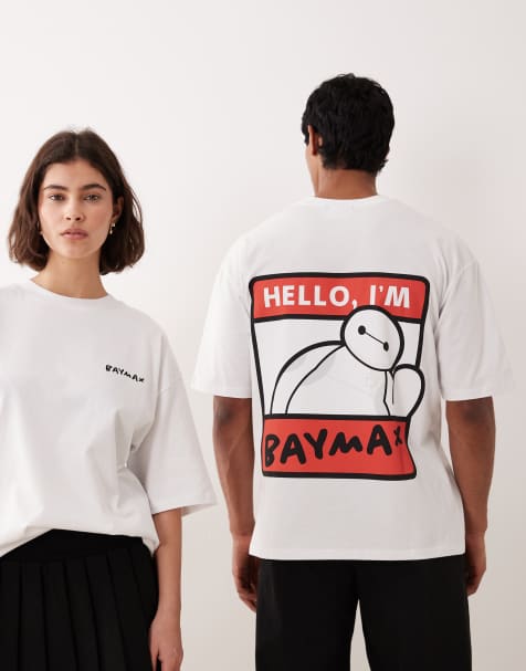 ASOS DESIGN Disney Pixar unisex oversized Big Hero 6 t-shirt in white - view 1