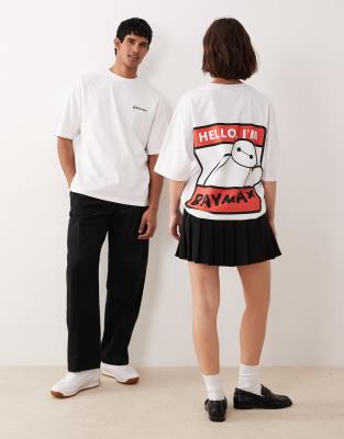 Asos Design Disney Pixar Unisex Oversized Big Hero 6 T-shirt In White