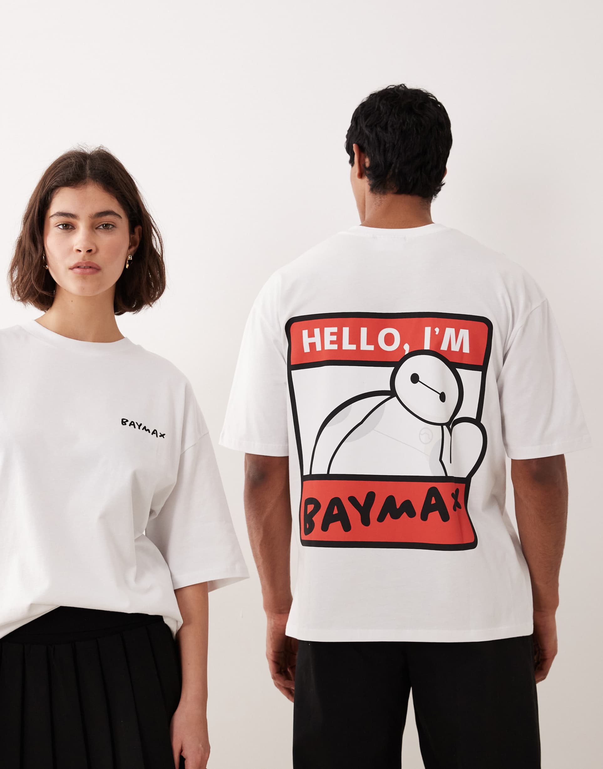 asos design disney pixar unisex oversized big hero 6 t-shirt in white