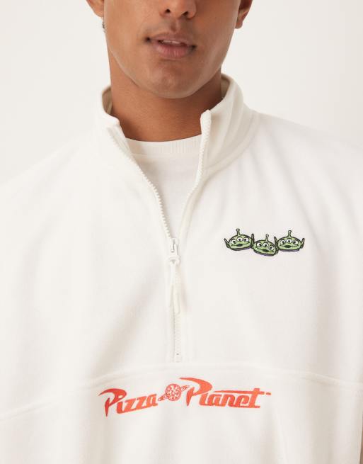 ASOS DESIGN Disney Pixar Unisex oversized fleece with Toy Story print in ecru