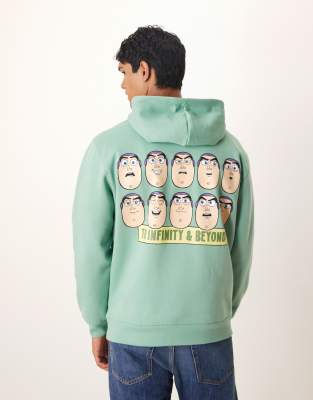 Asos Design Disney Pixar Unisex Oversized Hoodie With Toy Story Buzz Lightyear Print In Green