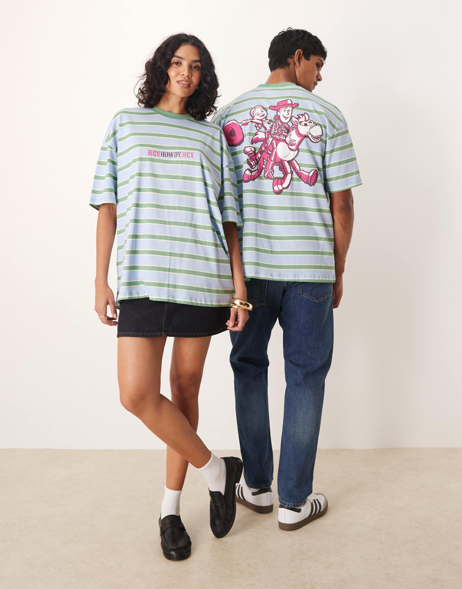Футболка унисекс оверсайз в тонкую полоску от ASOS DESIGN Disney Pixar с принтом 