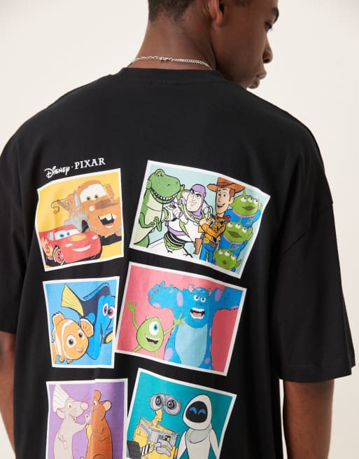 ASOS DESIGN Disney Pixar unisex oversized T-shirt with character prints in black