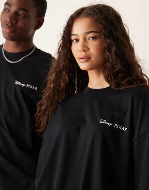 ASOS DESIGN Disney Pixar unisex oversized T-shirt with character prints in black