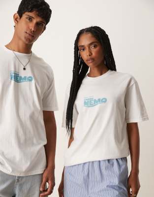 Asos Design Disney Pixar Unisex Oversized T-shirt With Finding Nemo Prints In White