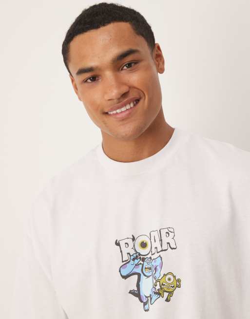 ASOS DESIGN Disney Pixar Unisex oversized t-shirt with Monsters Inc print in white