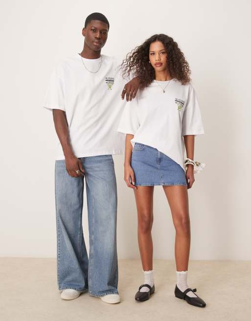 ASOS DESIGN Disney Pixar unisex oversized T-shirt with Monsters Inc prints in white