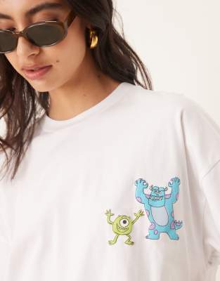 Asos Design Disney Pixar Unisex Oversized T-shirt With Monsters Inc Prints