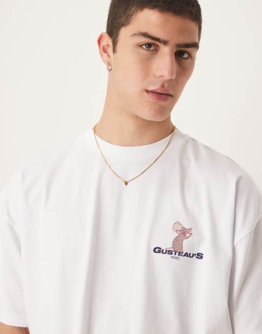 ASOS DESIGN Disney Pixar unisex oversized T-shirt with Ratatouille prints in white
