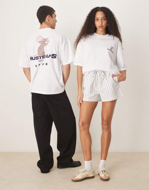 ASOS DESIGN Disney Pixar unisex oversized T-shirt with Ratatouille prints in white