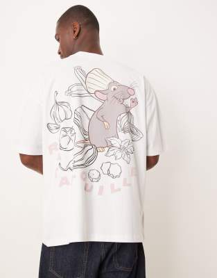 ASOS DESIGN Disney Pixar unisex oversized T-shirt with Ratatouille prints in white