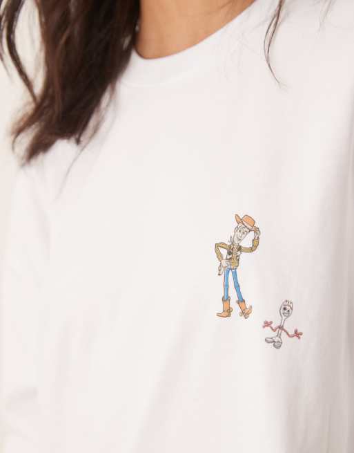 ASOS DESIGN Disney Pixar unisex oversized T-shirt with Toy Story character prints in white