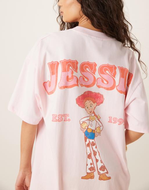 ASOS DESIGN Disney Pixar unisex oversized t-shirt with Toy Story Jessie prints in pink - LPINK