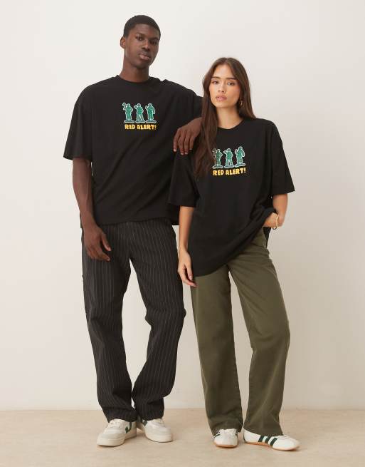 ASOS DESIGN Disney Pixar Unisex oversized t-shirt with Toy Story prints in black