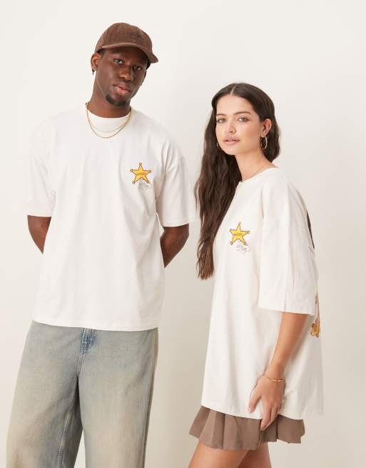 ASOS DESIGN Disney Pixar unisex oversized t-shirt with Toy Story Woody & Jessie prints in stone
