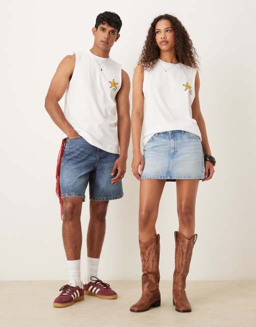 ASOS DESIGN Disney Pixar unisex oversized tank top with Toy Story prints in white