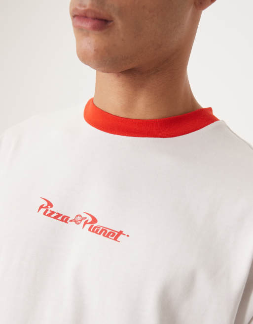 ASOS DESIGN Disney Pixar Unisex oversized Toy Story Pizza Planet t-shirt in white