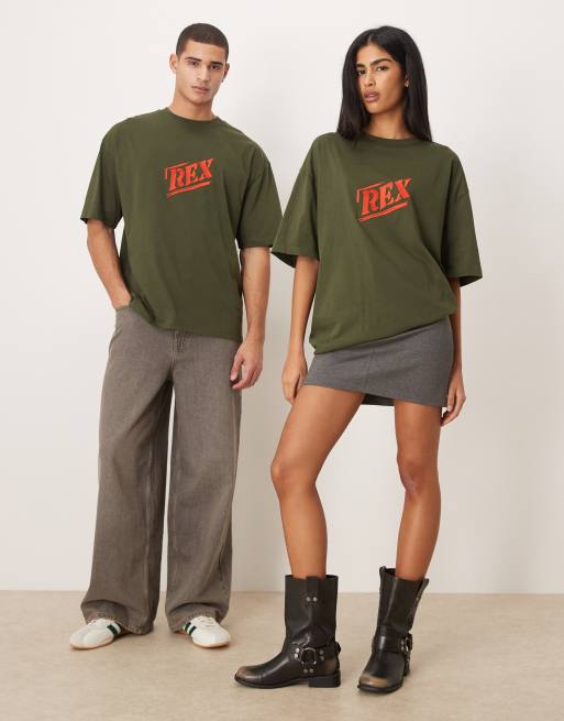 ASOS DESIGN Disney Pixar Unisex oversized Toy Story Rex t-shirt in green, 2 of 4