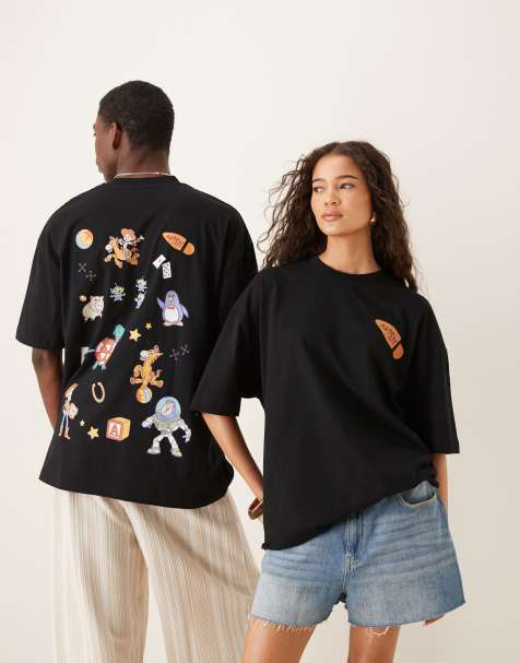 ASOS DESIGN – Disney Pixar – Unisex-T-Shirt in Schwarz mit Oversize-Schnitt und mehreren „Toy Story“-Prints - view 1