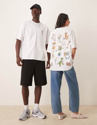 ASOS DESIGN - Disney Pixar - Unisex-T-Shirt in Weiß mit Toy Story-Figuren und Oversize-Passform