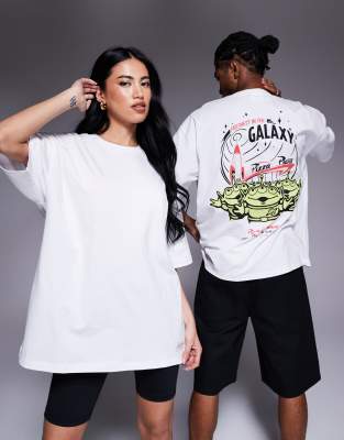 ASOS DESIGN - Disney Pixar - Unisex-T-Shirt in Weiß mit Toy-Story-Prints und Oversize-Schnitt