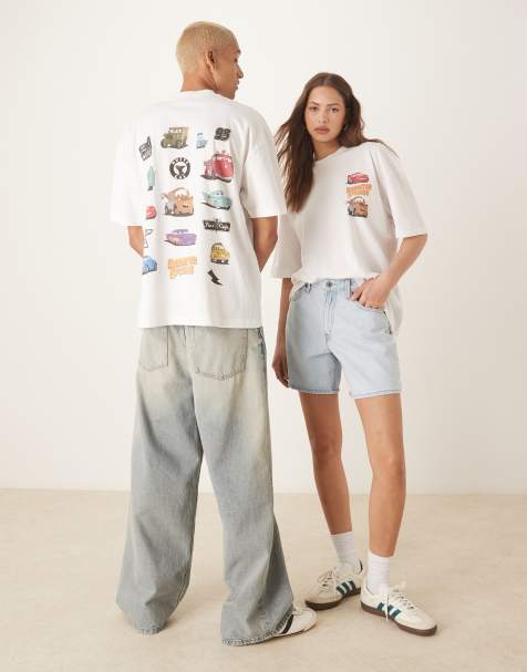 ASOS DESIGN – Disney Pixar – Vit t-shirt i unisex-modell och oversize med biltryck - view 1