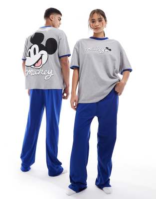 ASOS DESIGN ASOS DESIGN Disney pyjama set with Mickey Mouse prints in grey