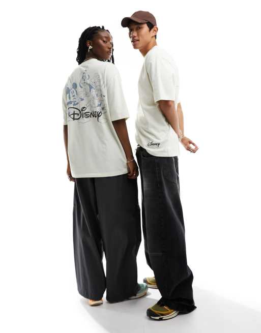 ASOS DESIGN - Disney - Råhvid og oversized unisex-T-shirt med print af Mickey Mouse og venner, 2 af 5