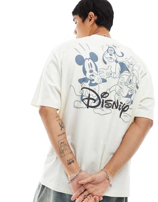 ASOS DESIGN - Disney - Råhvid og oversized unisex-T-shirt med print af Mickey Mouse og venner, 4 af 5