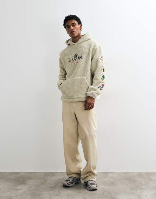 ASOS DESIGN Disney relaxed borg hoodie met Christmas Mickey Mouse-print in ecru, 3 van 5