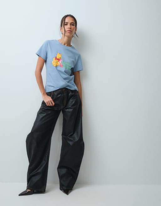 ASOS DESIGN Disney relaxed T-Shirt mit Winnie-the-Pooh-Print in Staubblau, 4 von 5