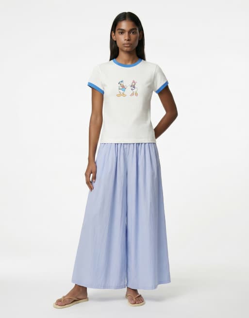 ASOS DESIGN Disney Ringer-Baby-T-Shirt mit Donald-und-Daisy-Duck-Print in Weiß, 6 von 8