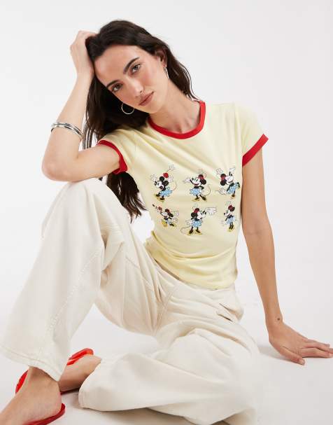 ASOS DESIGN Disney ringer baby tee med Minnie Mouse-chartprint i gul - view 1
