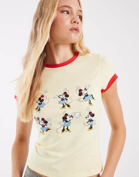 ASOS DESIGN Disney ringer baby tee met Minnie Mouse chart print in geel - view 1